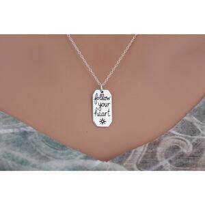 Sterling Silver Follow Your Heart Quote Necklace